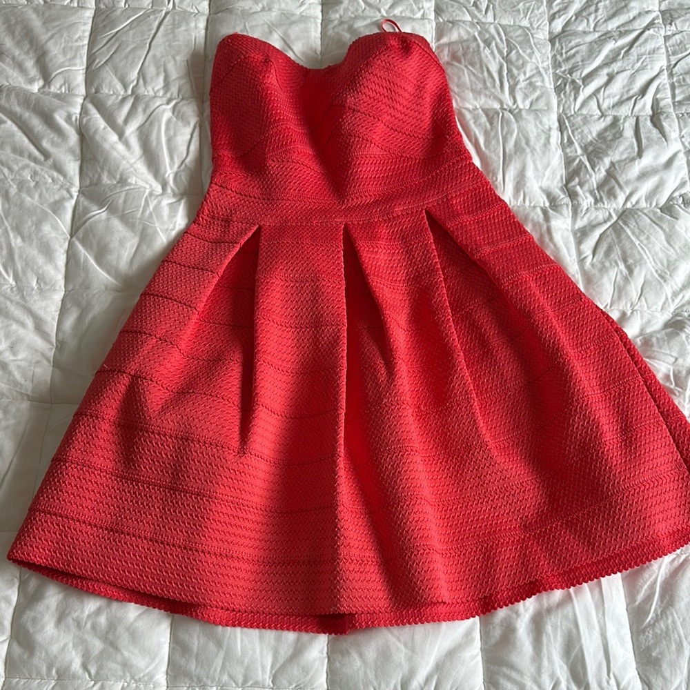Express Red Strapless Dress